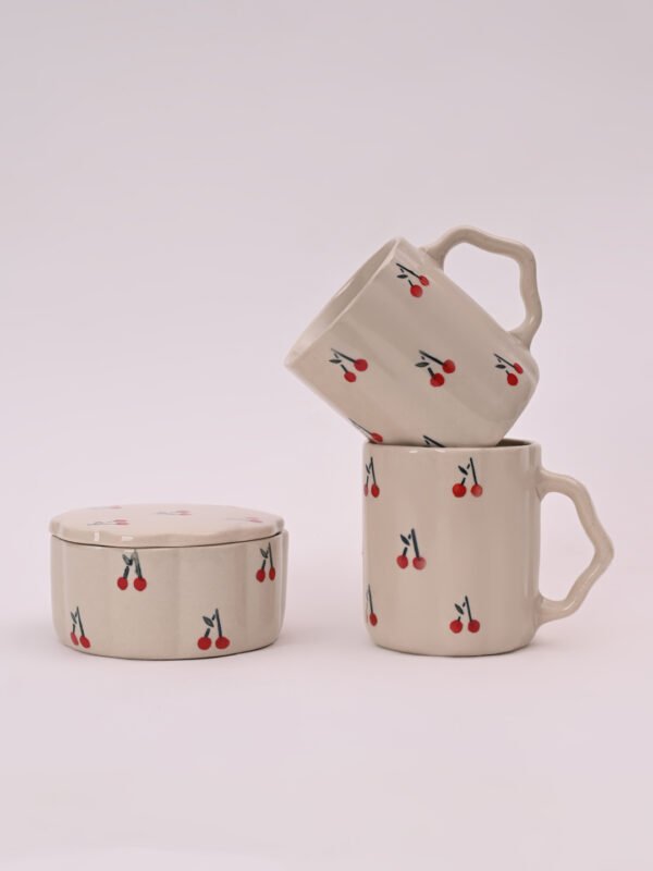 Set of Cherry Mug and Mini Cookie Jar