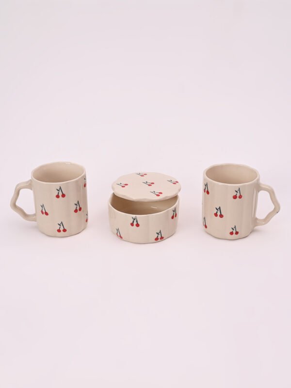 Set of Cherry Mug and Mini Cookie Jar