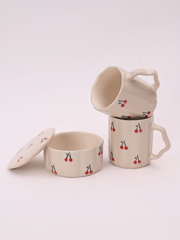 Set of Cherry Mug and Mini Cookie Jar