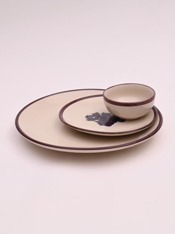 Midnight Vineyard Dinner Set | Set of 4 Full Plates & 4 Quarter Plates & 4 Bowls
