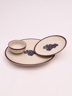 Midnight Vineyard Dinner Set | Set of 4 Full Plates & 4 Quarter Plates & 4 Bowls