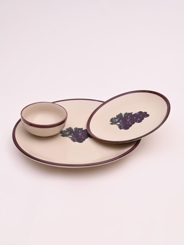 Midnight Vineyard Dinner Set | Set of 4 Full Plates & 4 Quarter Plates & 4 Bowls
