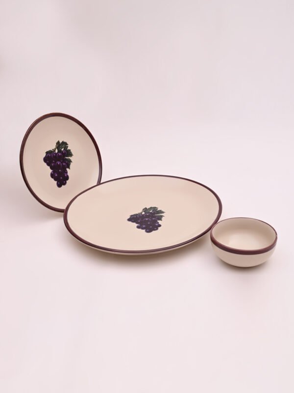 Midnight Vineyard Dinner Set | Set of 4 Full Plates & 4 Quarter Plates & 4 Bowls