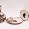 Midnight Vineyard Dinner Set | Set of 6 Full Plates & 6 Quarter Plates & 6 Bowls